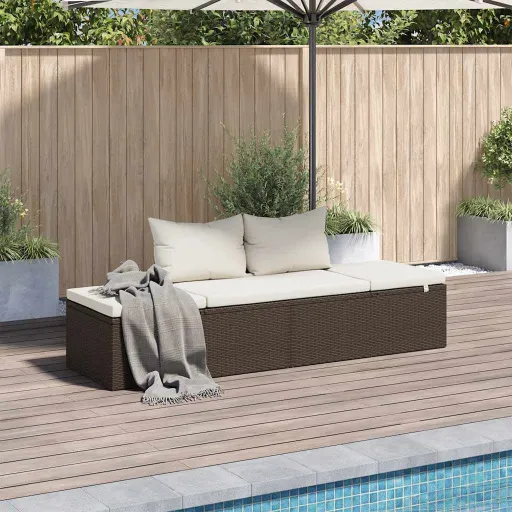 Espreguiçadeira de Jardim 195x60 cm Vime PE Castanho