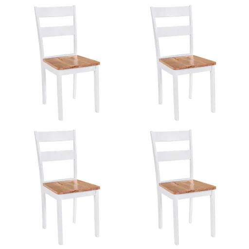 Cadeiras de Jantar   Madeira de Seringueira Maciça Branco (4 pcs)