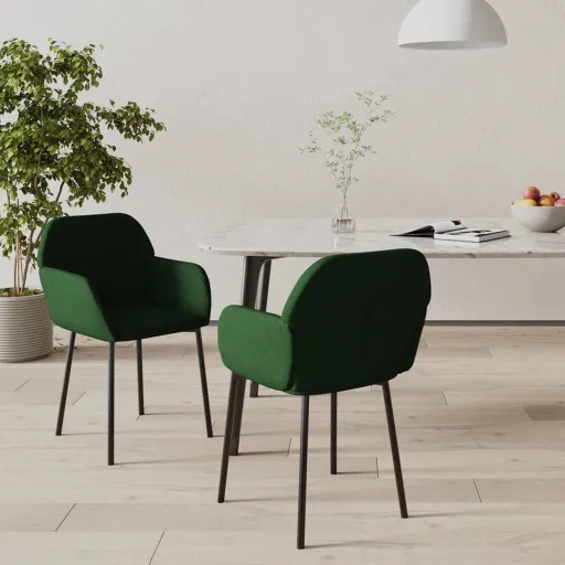 Cadeiras de Jantar   Veludo Verde-Escuro (2 pcs)