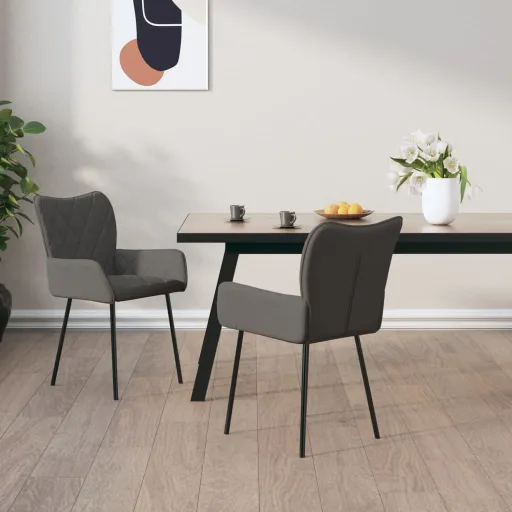 Cadeiras de Jantar   Tecido Cinzento-Escuro (2 pcs)