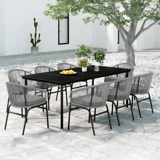 Conjunto de Jantar para Jardim Cinzento (9 pcs)