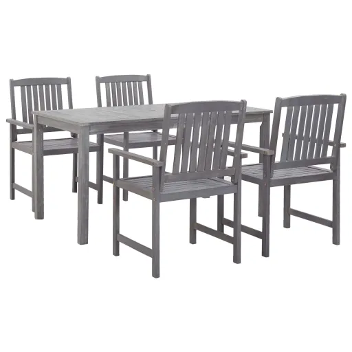 Conjunto de Jantar para Exterior Acácia Maciça Cinzento (5 pcs)