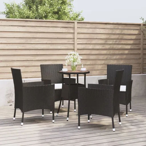 Conjunto Bistrô de Jardim c/ Almofadões Vime PE Preto (5 pcs)