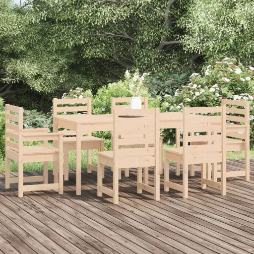 Conjunto de Jantar para Jardim Madeira de Pinho Maciça (7 pcs)