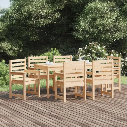 Conjunto de Jantar para Jardim Madeira de Pinho Maciça (7 pcs)