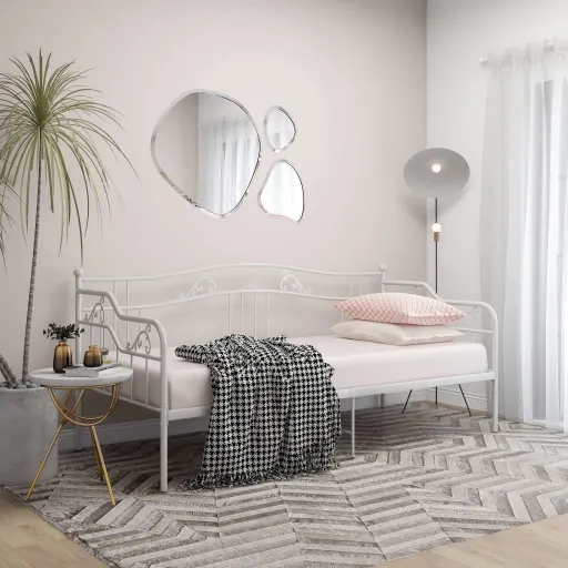 Sofá-Cama 90x200 cm Metal Branco