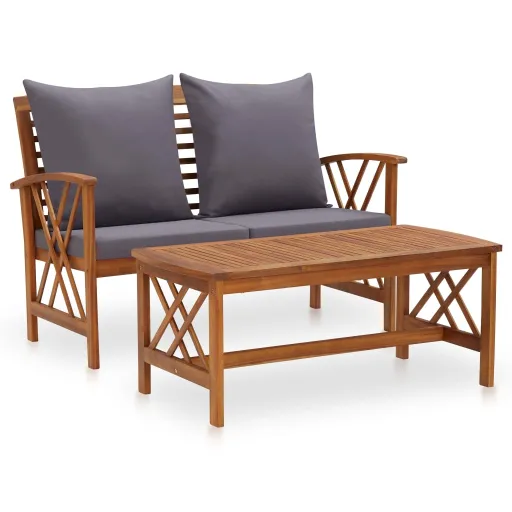 Conjunto Lounge de Jardim c/ Almofadões Acácia Maciça (2 pcs)