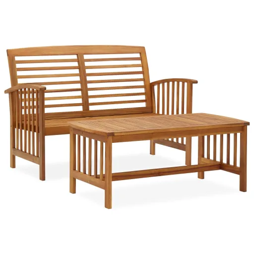 Conjunto Lounge de Jardim Madeira de Acácia Maciça (2 pcs)