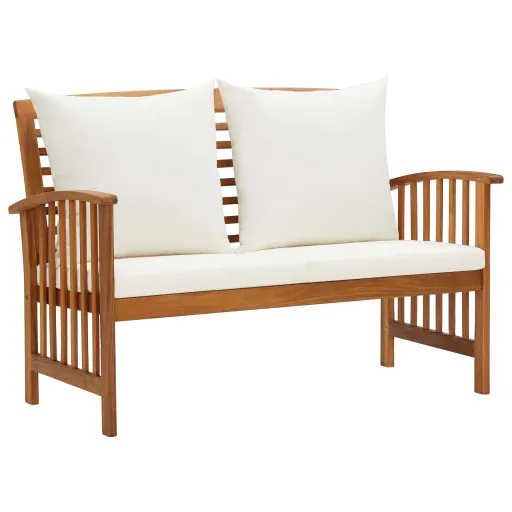 Banco de Jardim c/ Almofadões 119 cm Madeira de Acácia Maciça