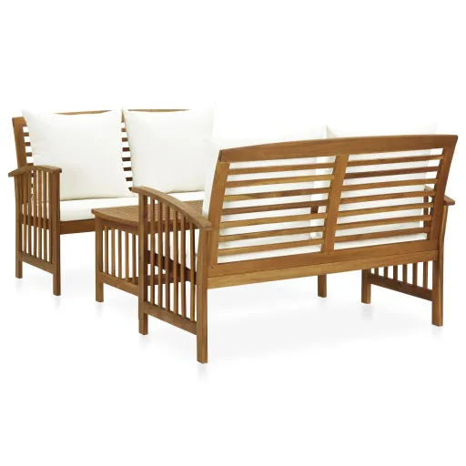 Conjunto Lounge de Jardim c/ Almofadões Acácia Maciça (3 pcs)