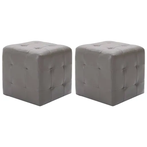 Mesas de Cabeceira   30x30x30 cm Couro Artificial Cinzento (2 pcs)