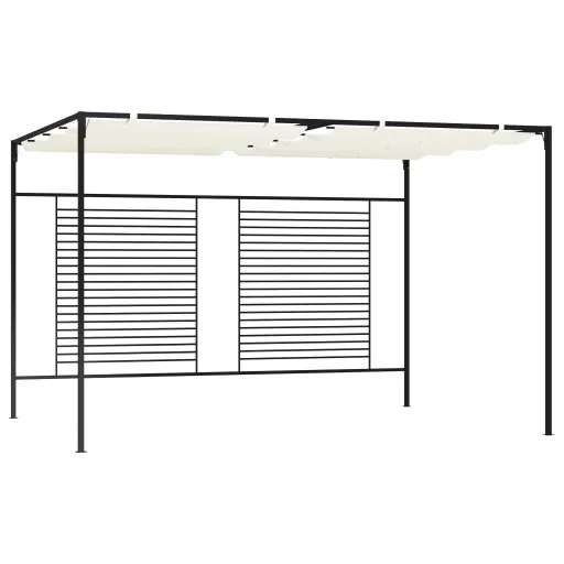 Gazebo com Telhado Retrátil 3x4x2,3 m 180 g/m² Cor Creme