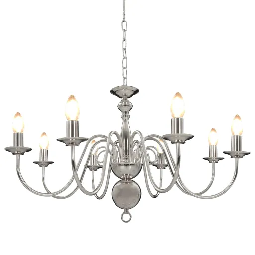 Lustre de 8 Lâmpadas E14 Prateado