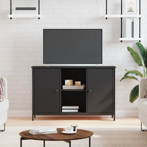 Móvel de TV 100x35x65 cm Derivados de Madeira Preto