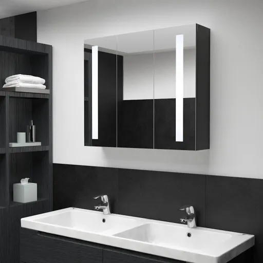 Armário Espelhado para Casa de Banho com LED 89x14x62 cm