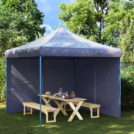 Parede Lateral com Fecho p/ Tenda de Festas   PE Azul (2 pcs)