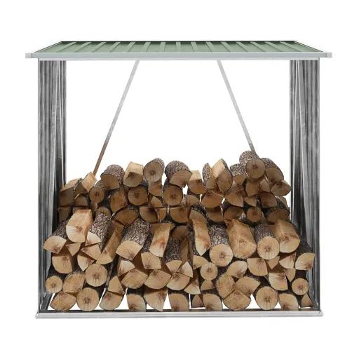 Abrigo p/ Arrumação de Troncos Jardim Aço 163x83x154cm Verde
