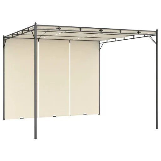 Gazebo de Jardim com Cortina Lateral 3x3x2,25m Cor Creme