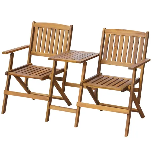 Banco de Jardim Dobrável com Mesa Acácia Maciça 140 cm