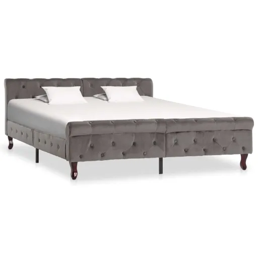 Estrutura de Cama 160x200 cm Veludo Cinzento