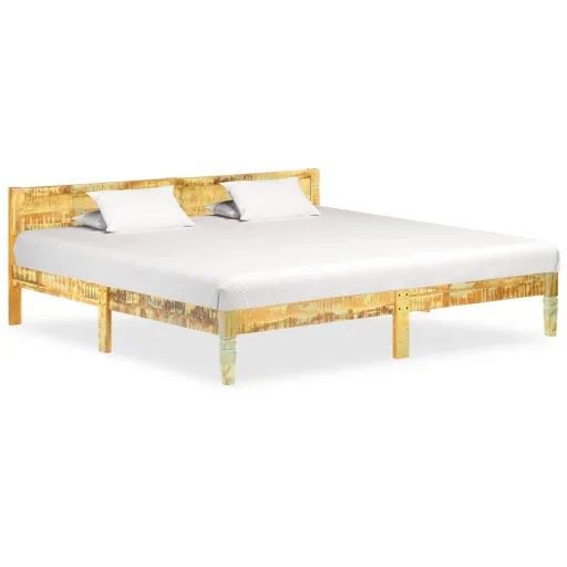Estrutura de Cama Madeira Recuperada Maciça 200x200 cm