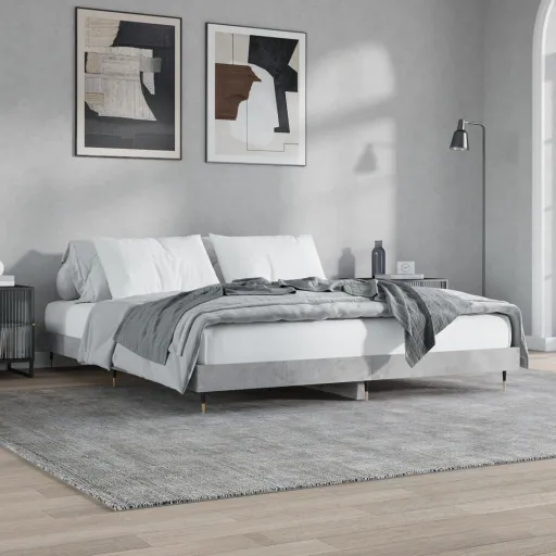 Estrutura de Cama 200x200 cm Derivados de Madeira Cinza Cimento