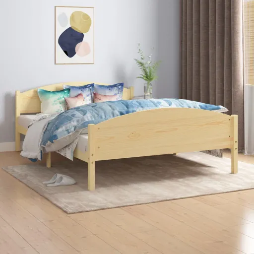 Estrutura de Cama 160x200 cm Madeira Pinho Maciço
