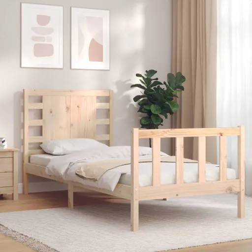 Estrutura Cama de Solteiro c/ Cabeceira Madeira Maciça