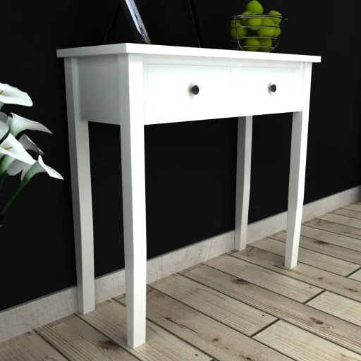 Toucador/Mesa Consola com Duas Gavetas Branco