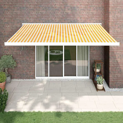 Toldo Retrátil 4x3 m Tecido e Alumínio Amarelo e Branco