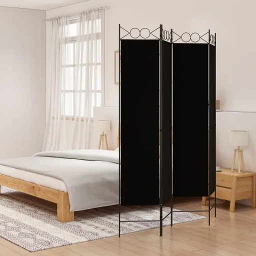Biombo/Divisória com 4 Painéis 160x200 cm Tecido Preto