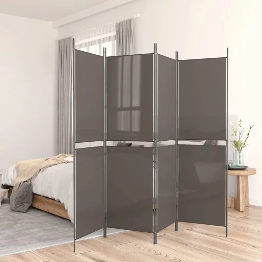 Divisória de Quarto com 5 Painéis 250x180 cm Tecido Antracite