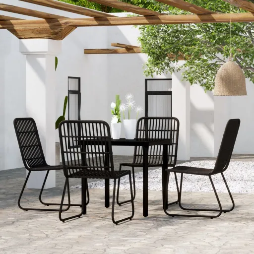 Conjunto de Jantar para Jardim Preto (5 pcs)
