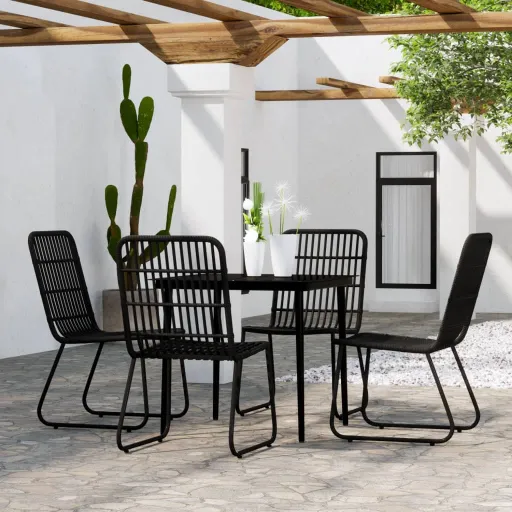 Conjunto de Jantar para Jardim Preto (5 pcs)