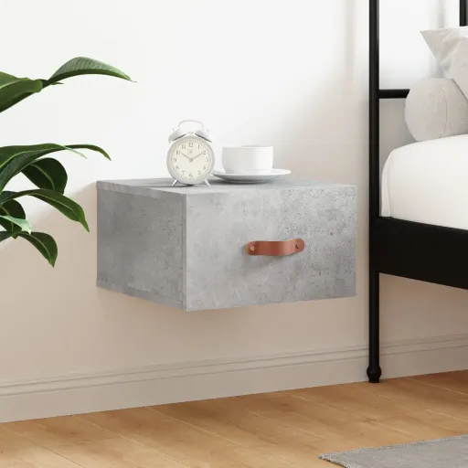 Mesa Cabeceira Montagem na Parede 35x35x20 cm Cinzento Cimento