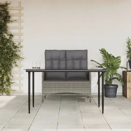 Conjunto de Jantar p/ Jardim c/ Almofadões Vime PE Cinza (2 pcs)