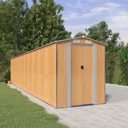 Abrigo de Jardim 192x938x223 cm Aço Galvanizado Castanho