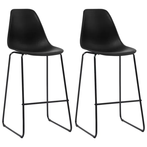 Cadeiras de Bar   Plástico Preto (2 pcs)
