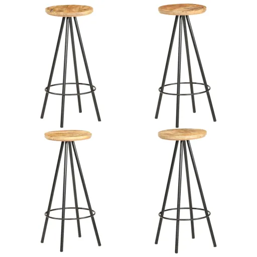 Bancos de Bar   Madeira de Mangueira Áspera (4 pcs)