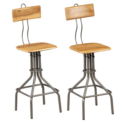 Cadeiras de Bar   Madeira Teca Recuperada Maciça (2 pcs)