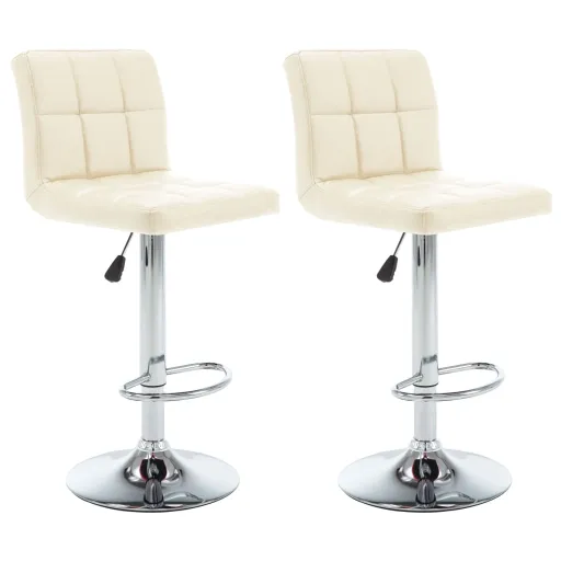 Bancos de Bar   Couro Artificial Cor Creme (2 pcs)