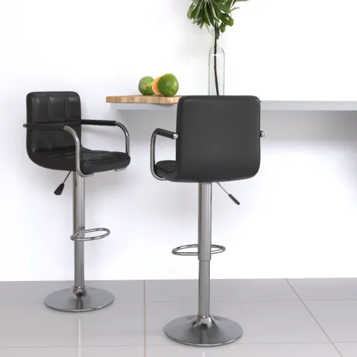 Bancos de Bar   Couro Artificial Preto (2 pcs)