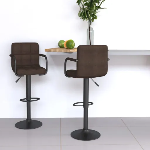 Bancos de Bar   Tecido Castanho (2 pcs)