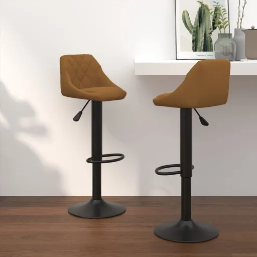 Bancos de Bar   Veludo Castanho (2 pcs)