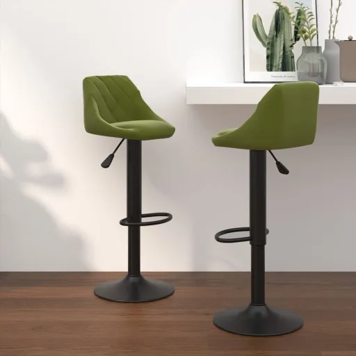 Bancos de Bar   Veludo Verde-Claro (2 pcs)