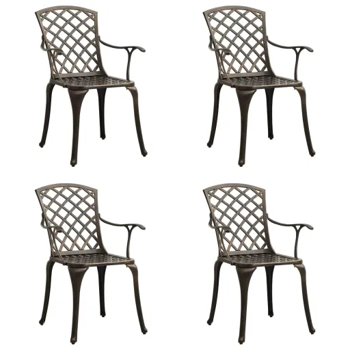 Cadeiras de Jardim   Alumínio Fundido Bronze (4 pcs)