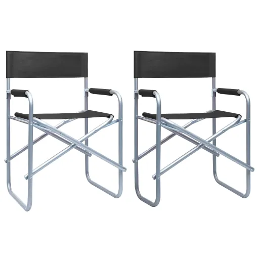 Cadeiras de Realizador   Aço Preto (2 pcs)