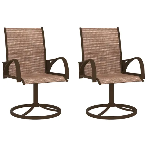 Cadeiras de Jardim Giratórias   Textilene e Aço Castanho (2 pcs)