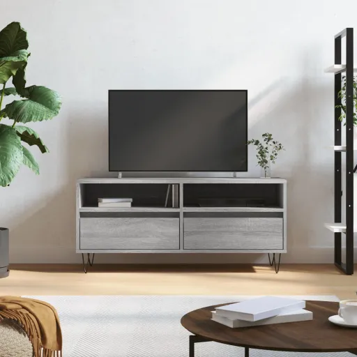 Móvel de TV 100x34,5x44,5 cm Derivados Madeira Cinzento Sonoma