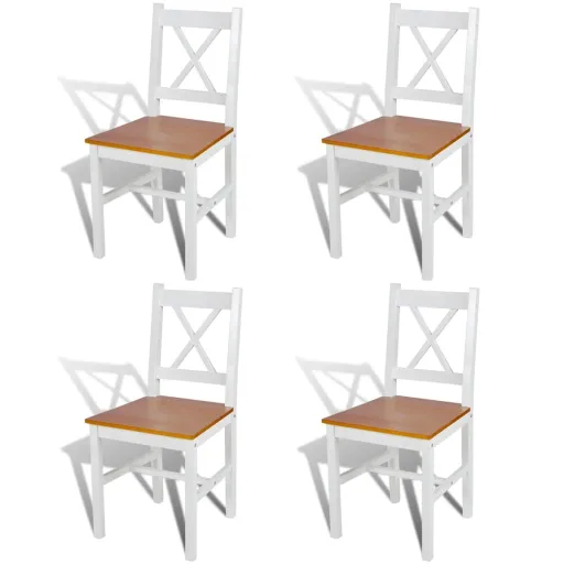 Cadeiras de Jantar   Madeira de Pinho Branco (4 pcs)